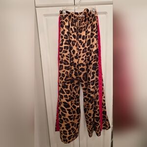 JODIFL Leopard Print Joggers with Red Stripes